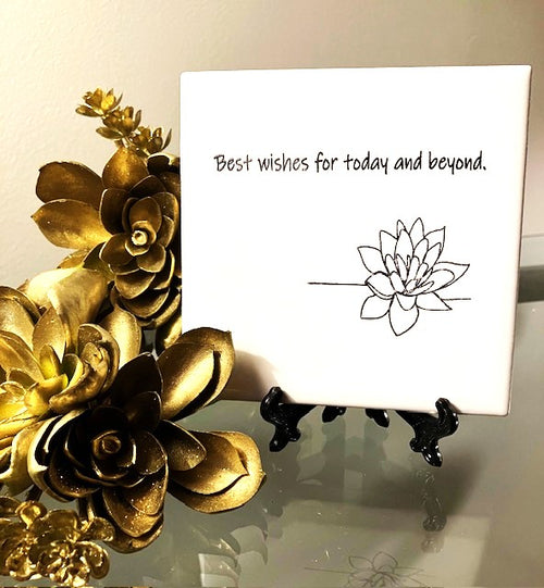 Ceramic Tiles for Wedding Lotus with Gold Flower