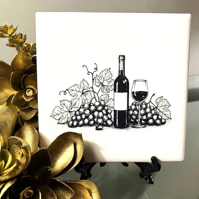 Ceramic Tiles for Wedding Wine and Grapes