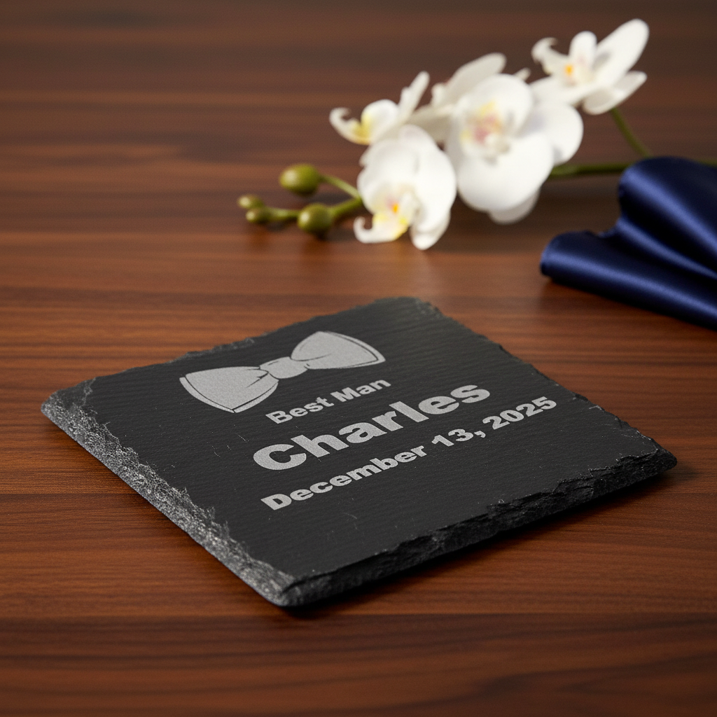 Best Man Slate Coaster - Enhanced