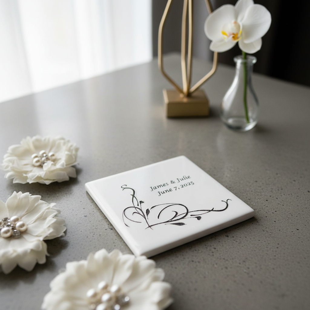 Coaster Abstract Art Work with Names and Date